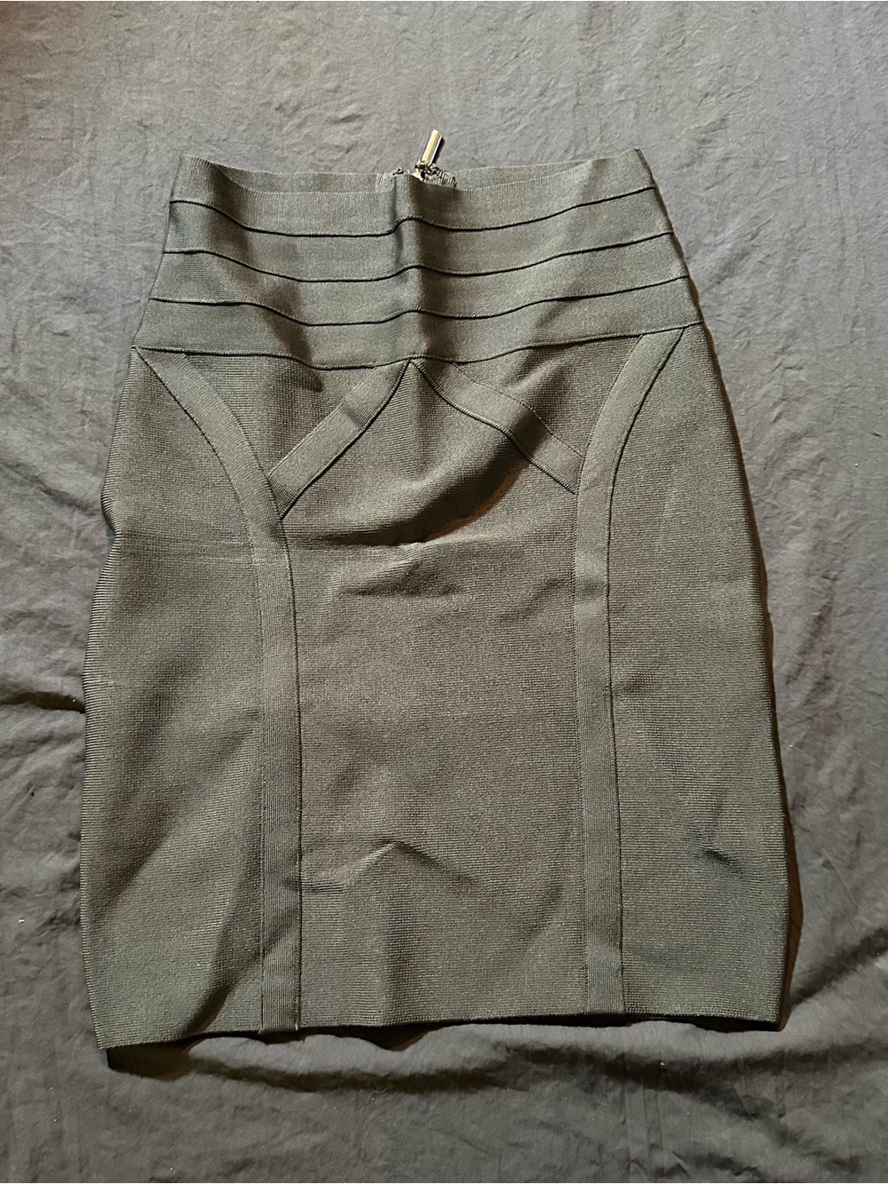 bebe Olive Green Structured Panel Pencil Skirt